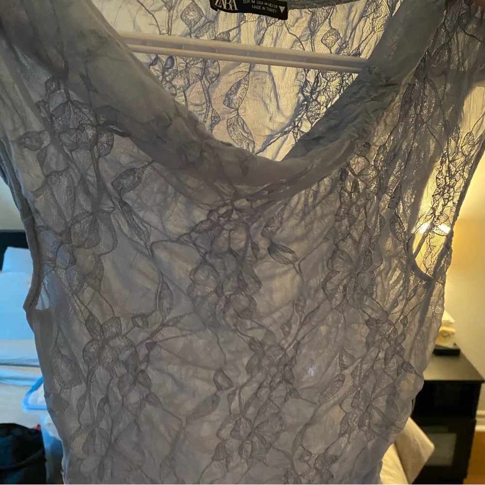 Sheer Asymmetric Overlay Top - Picture 12 of 13